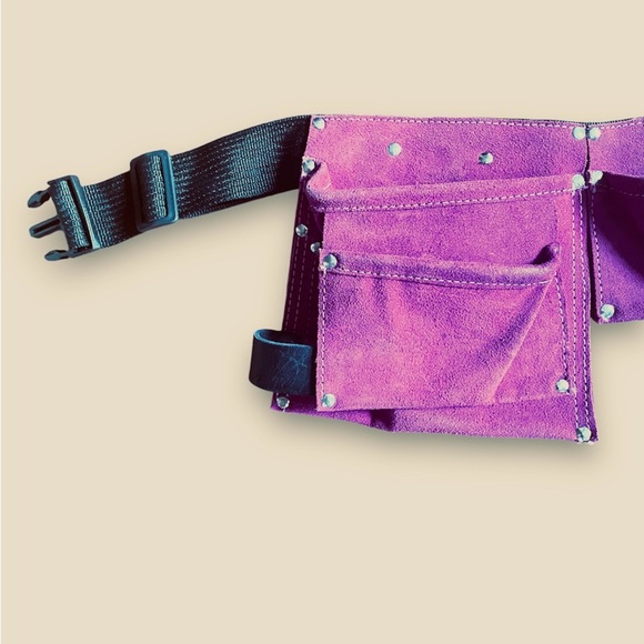 NWOT Leather Tool Belt Pouch Heavy Duty Suede buckle closure adjustable PINK - Picture 3 of 8